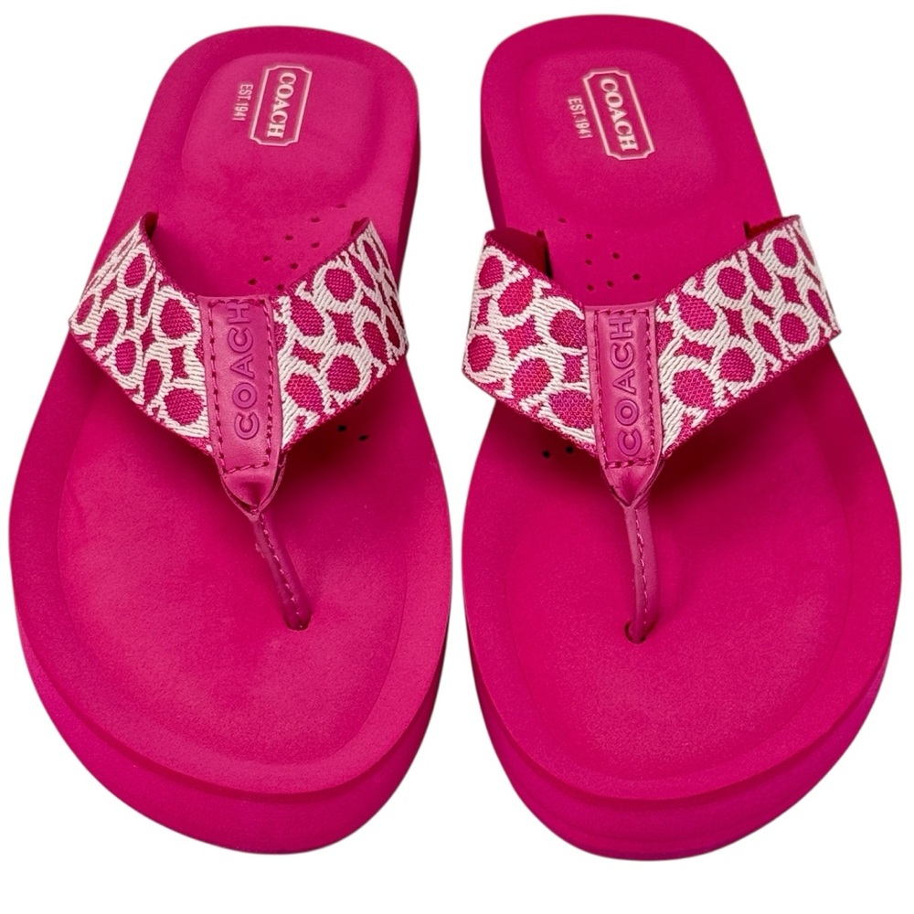 NIB Coach Jessalyn Signature Womens Thong Flip Flops Fuchsia Light Pink Size 10M - Picture 7 of 14